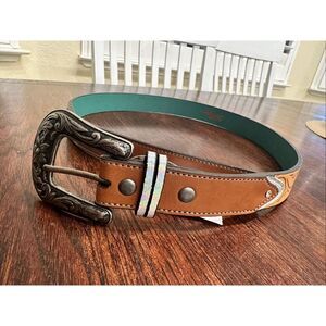 🧲 CatchFly Girls Teal and Brown Western Belt Size XL New